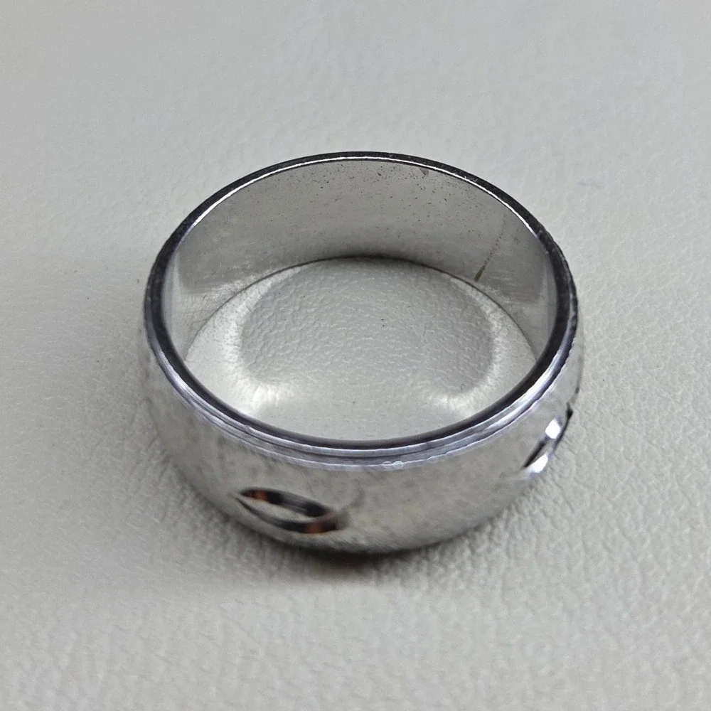 Silver Tone Ichthys Christian Fish Symbol Textured Band Ring Size 10 Mens Womens